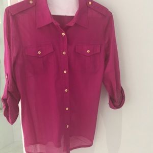 Tory Burch berry colored blouse size 14